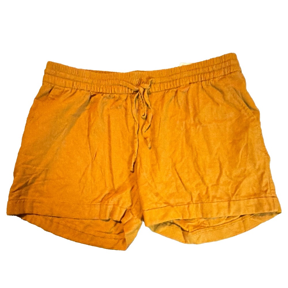 Old Navy Women's Orange Linen-Viscose Chino Drawstring Shorts Elastic Waist L